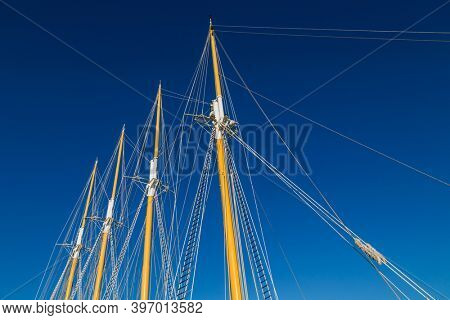 Sailboat detail in the port of Lisbon, Portugal