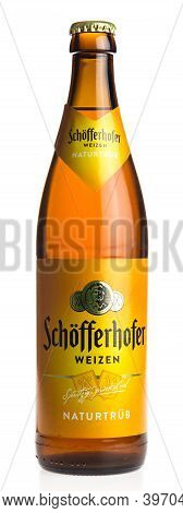 Groningen, Netherlands - November 27, 2020: Bottle Of Schofferhofer German White Wheat Beer Isolated