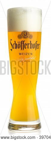 Groningen, Netherlands - November 27, 2020: Glass Of Schofferhofer German White Wheat Beer Isolated 