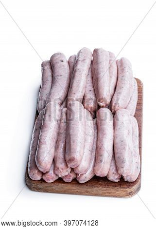 Pork  Sausages Chipolatas Isolated On White Background