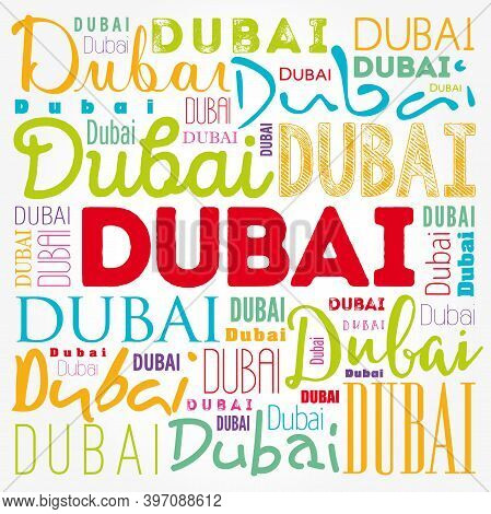 Dubai Wallpaper Word Cloud, Travel Concept Background