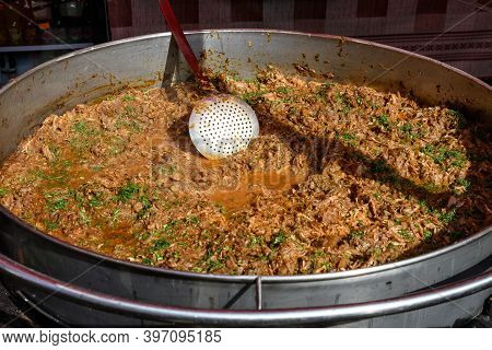 Freshly Cooked Large Portion Of Cabbage Rolls With Meat And Cabbage, A Traditional Romanian Food Cal
