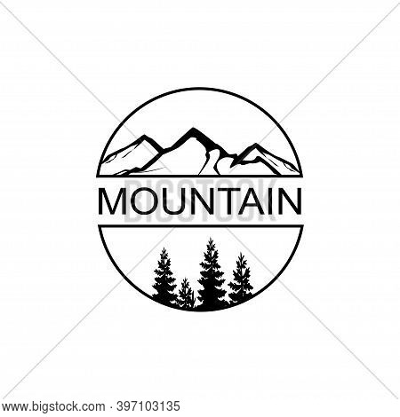 Adventure Logo, Mountain Illustration Vintage Badge Design