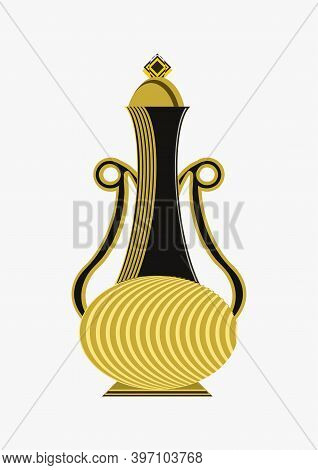 Image Of A Antique Metallic Jar Vector Design In Golden Color.