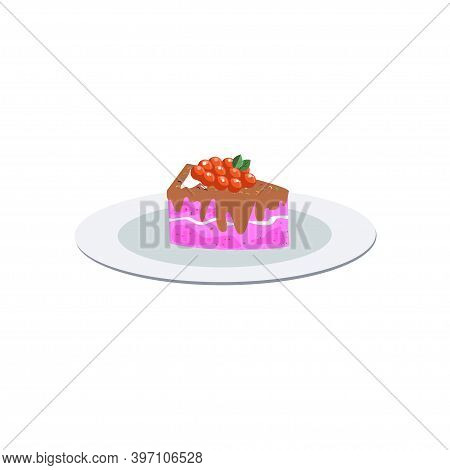 A Piece Of Delicious Cake Topped With Berries