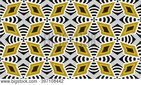 Image Of A Triangle Shape, Black And White Abstract Stripes Vector Art, Having Golden Color Triangle
