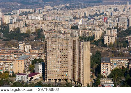Tbilisi, Georgia - 28 November, 2020: View Of The Residential Areas Of Tbilisi