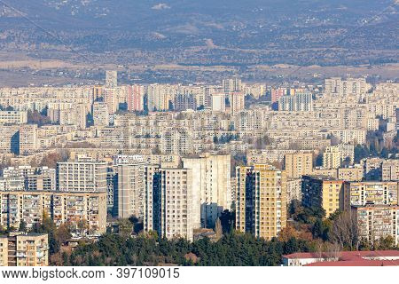 Tbilisi, Georgia - 28 November, 2020: View Of The Residential Areas Of Tbilisi