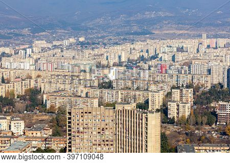 Tbilisi, Georgia - 28 November, 2020: View Of The Residential Areas Of Tbilisi