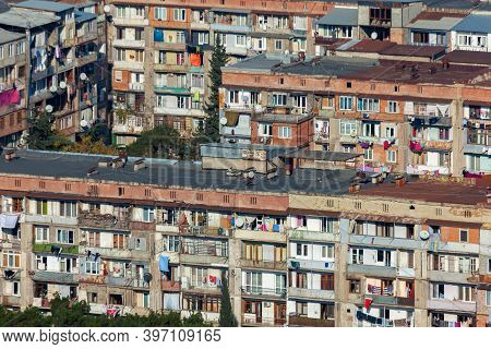 Tbilisi, Georgia - 28 November, 2020: View Of The Residential Areas Of Tbilisi