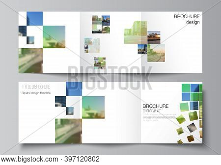 Vector Layout Of Square Format Covers Design Templates For Trifold Brochure, Flyer, Cover Design, Bo