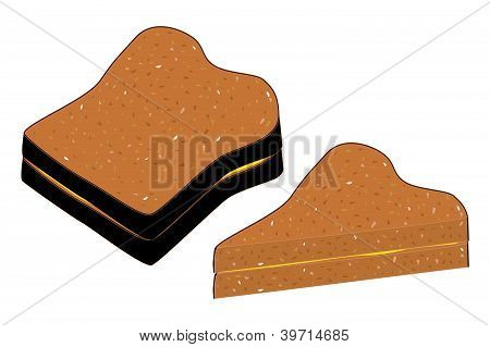 통 밀 빵과 버터입니다.