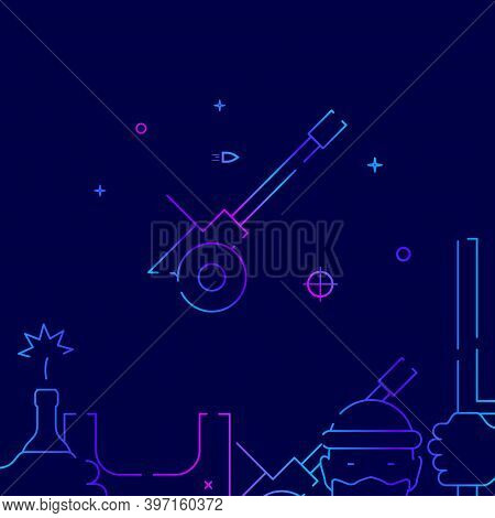 Antiaircraft Gun, Artillery Gun Gradient Line Vector Icon, Simple Illustration On A Dark Blue Backgr