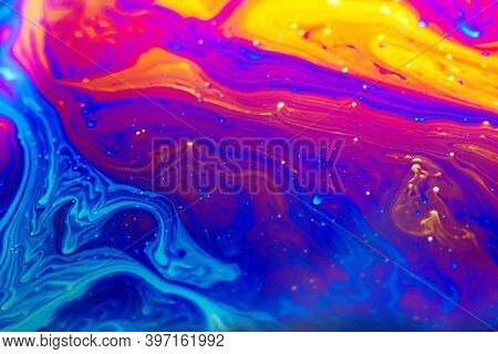 Beautiful Psychedelic Abstraction Formed By Light On The Surface Of A Soap Bubble