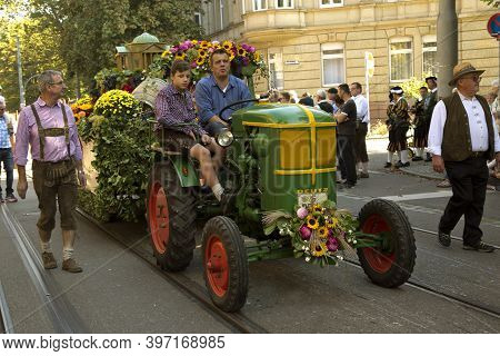 Stuttgart, Germany, 25 September 2016.  Volksfest In Stuttgart. The March Through The City Center.