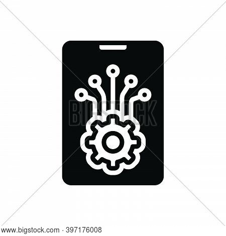 Black Solid Icon For Software Program Application Digital Analog Microcomputer Technology App Tech E