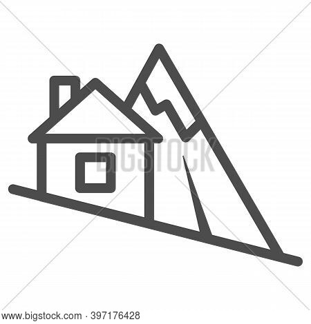 Mountain Descent Line Icon, World Snowboard Day Concept, Ski Tracks Sign On White Background, Steep 