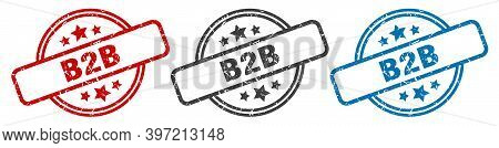 B2b Stamp. B2b Round Isolated Sign. B2b Label Set