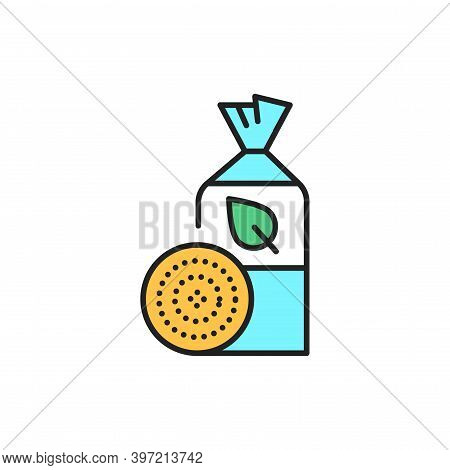 Packaging Organic Crispbread Color Line Icon. Pictogram For Web Page, Mobile App, Promo.