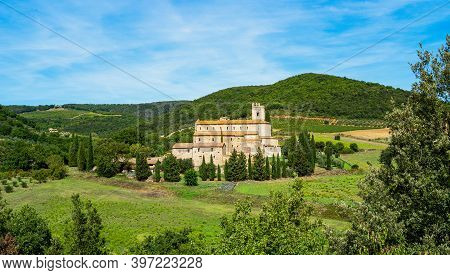 Castelnuovo Dell'abbate, Italy, Municipaliry Of Montalcino, View Of The The St. Antimo Abbey (twelth