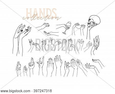 Hand Drawn Vector Abstract Stock Flat Graphic Illustration With Logo Elements Collection Set Bundle,