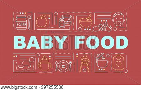 Baby Food Word Concepts Banner. Infant Formula. Breastmilk Alternatives. Infographics With Linear Ic