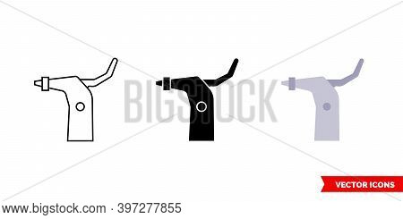 Bicycle Brake Lever Icon Of 3 Types Color, Black And White, Outline. Isolated Vector Sign Symbol.