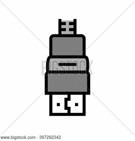 Hdmi Cable Color Icon Vector. Hdmi Cable Sign. Isolated Symbol Illustration