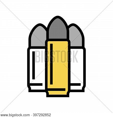 Lead Round Nose Soft Point Bullet Color Icon Vector. Lead Round Nose Soft Point Bullet Sign. Isolate