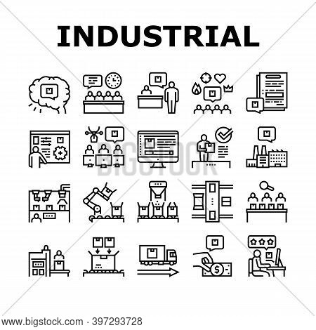 Industrial Process Collection Icons Set Vector. Industrial Production And Manufacturing, Creative Co