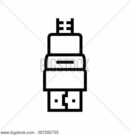 Hdmi Cable Line Icon Vector. Hdmi Cable Sign. Isolated Contour Symbol Black Illustration