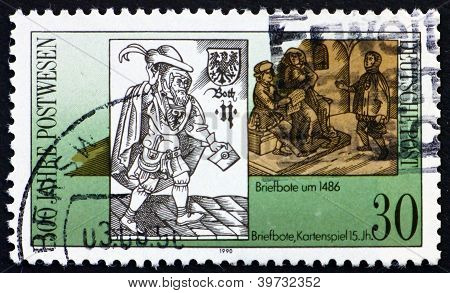 Poštovní známka NDR 1988 století pošťák