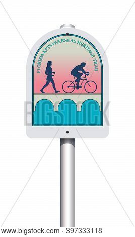 Vector Illustration Of The Florida Keys Overseas Heritage Trail Road Sign