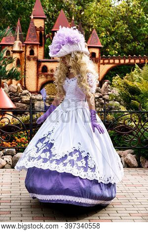 Young Lady In A Luxurious Vintage Dress.puppet Museum, July 2020 In Preili, Latvia.