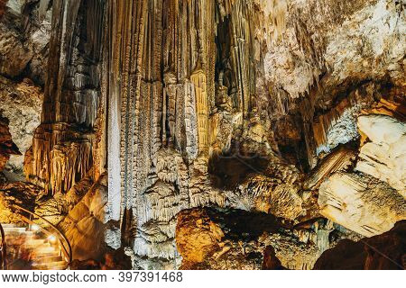 Nerja, Malaga Province, Andalusia, Spain. Cuevas De Nerja - Famous Caves. Different Rock Formations,