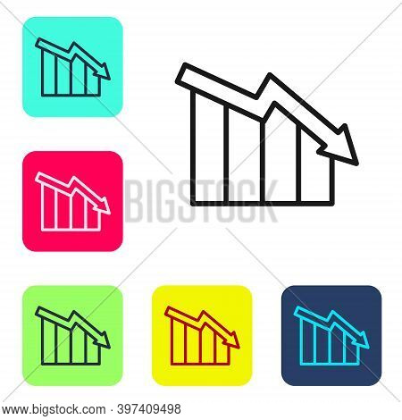 Black Line Financial Growth Decrease Icon Isolated On White Background. Increasing Revenue. Set Icon