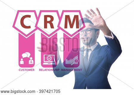 CRM custromer relationship management concept with businessman