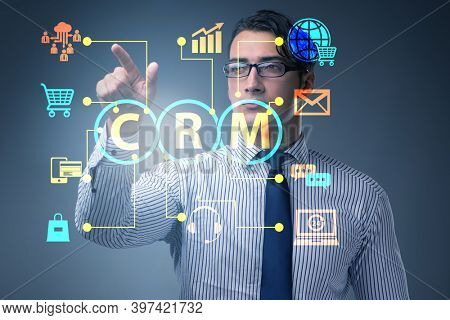 CRM custromer relationship management concept with businessman