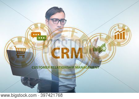 CRM custromer relationship management concept with businessman