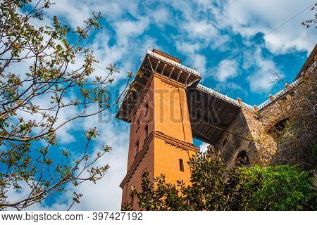 The Historical Elevator View On Dario Moreno Street. Izmir, Turkey.