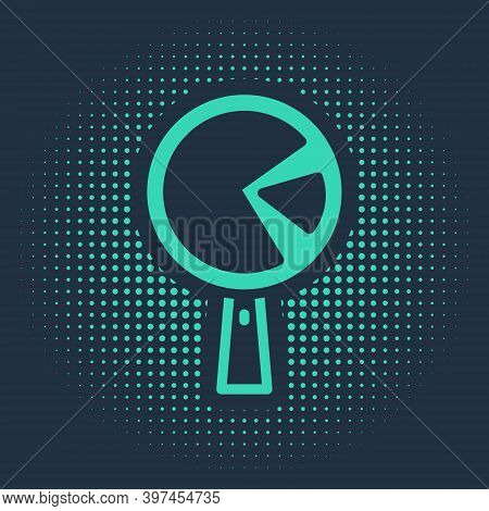 Green Omelette In Frying Pan Icon Isolated On Blue Background. Omelet In A Skillet. Abstract Circle 