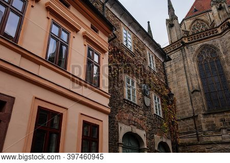 Regional Museum With Ivy-covered Wall, Dvorak´s Museum Of Prehistory Or Formerly Parish School Near 