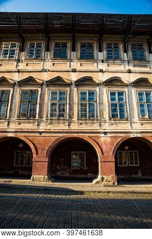 Prague, Czech Republic - September 19, 2020. Architectonic Details Of Building In Pohorelec Street -