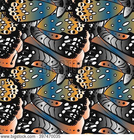 Colorful Seamless Pattern With Abstract Butterflies. Stock Vector