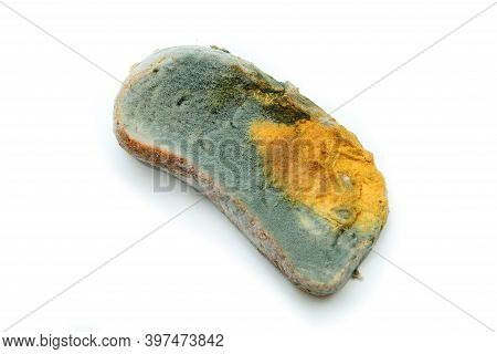 The Picture Of A Fully Mouldy Bread Because Of The Wrong Storage In Hdpe Sack. Rotten And Uneatable.