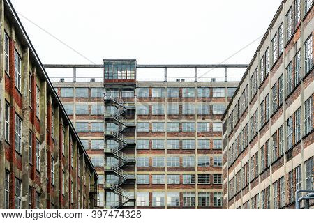 The Picture From The Old Factory, Made In Functional Style. The Shapes Are Strictly Geometric And Al