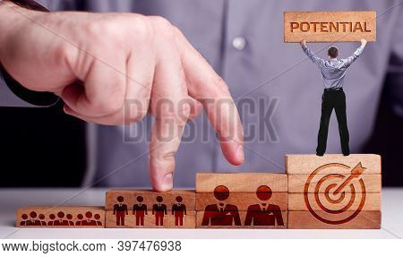 Coach Motivate To Personal Development. Personal And Career Growth. Potential And Motivation Concept