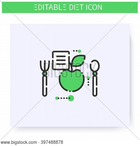 Healthy Recipe Line Icon. Dietary Cuisine. Diet. Weight Loss. Portion Control. Healthy Eating. Dieta