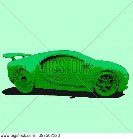 Fast Racing Car Voxel Art Cartoon Model