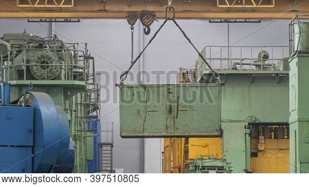 Overhead Crane Or Bridge Crane Include Hoist Lifting For Transportation, Manufacturing, And Producti